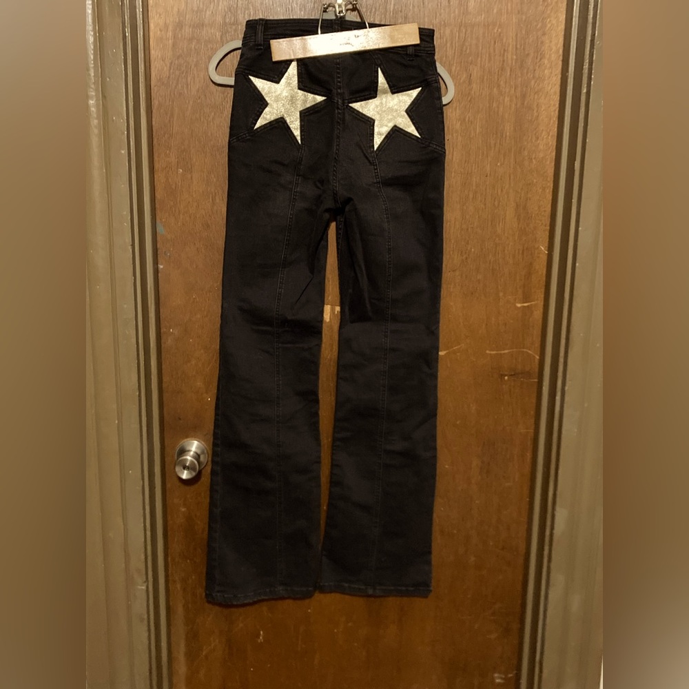 Free People Firecracker Jeans Black with Bronze stars some signs of wear